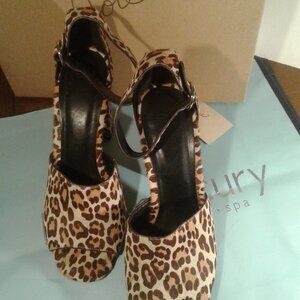 Joie Lahoma Animal Calf Hair Sexy Chunky Heels